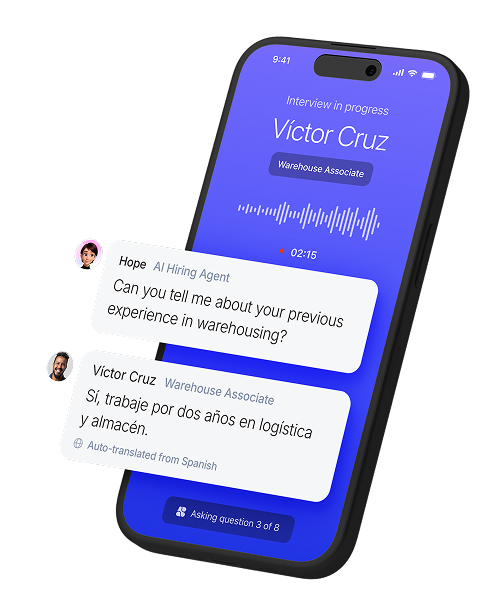 Hope conducting an AI phone interview